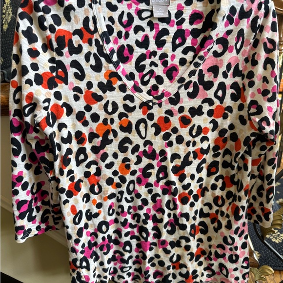 Chico’s Cotton/Modal Leopard Multi Color top Size 0 EUC - Picture 2 of 8